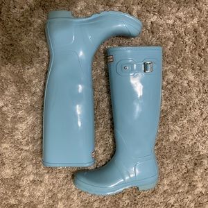 Tall Light Blue Hunter Rain Boots